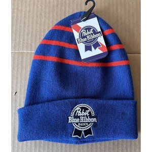 PBR winter hat Pabst Blue Ribbon beer beanie ski RARE promo logo blue red